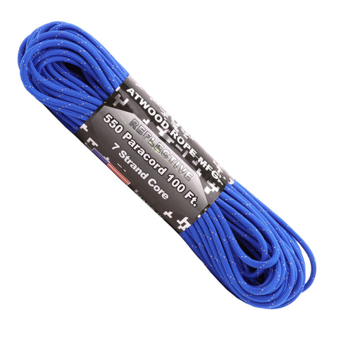 Atwood Rope MFG 550 Paracord 100 Feet 7-Strand Core Parachute Cord (Blue)