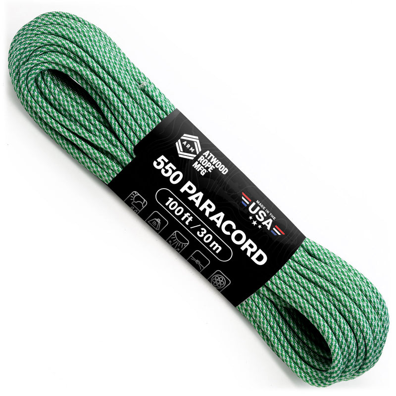 550 paracord spirals green and white