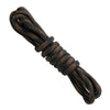 Brown and black survival boot lace tied