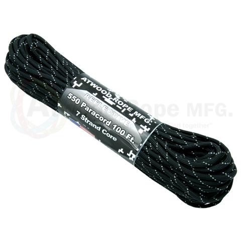 Reflective & Glow in the Dark Tracer Black Paracord 100 Feet 550 Paracord  for Paracord Crafts Made in the United States -  Canada