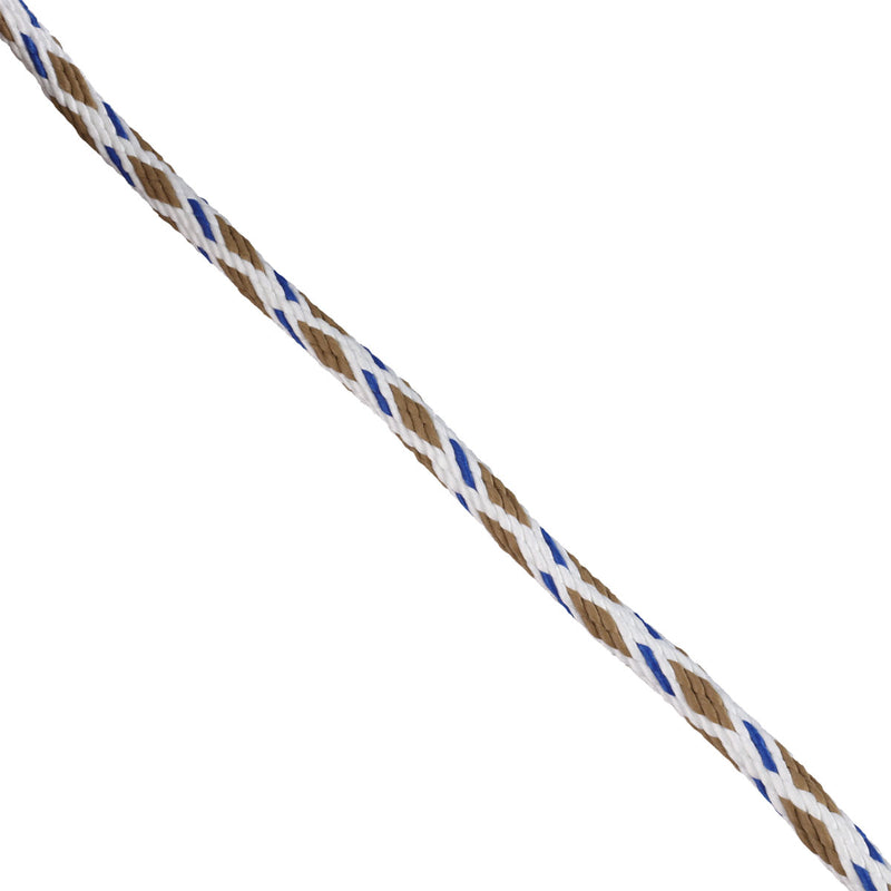 White with Tan Diamonds With Blue Tracer Solid Braid Spool