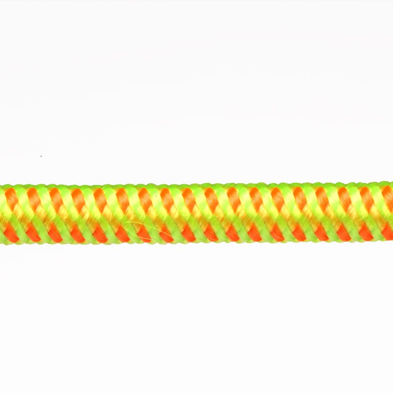 5 32 bungee shock cord neon yellow w neon stripes very closeup